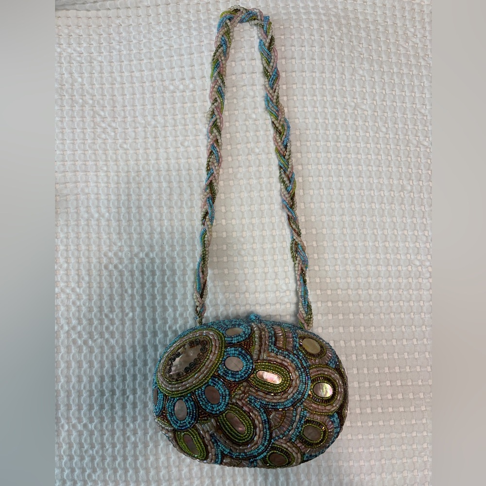 Mary Francis Beaded Multicolor Shoulder Bag